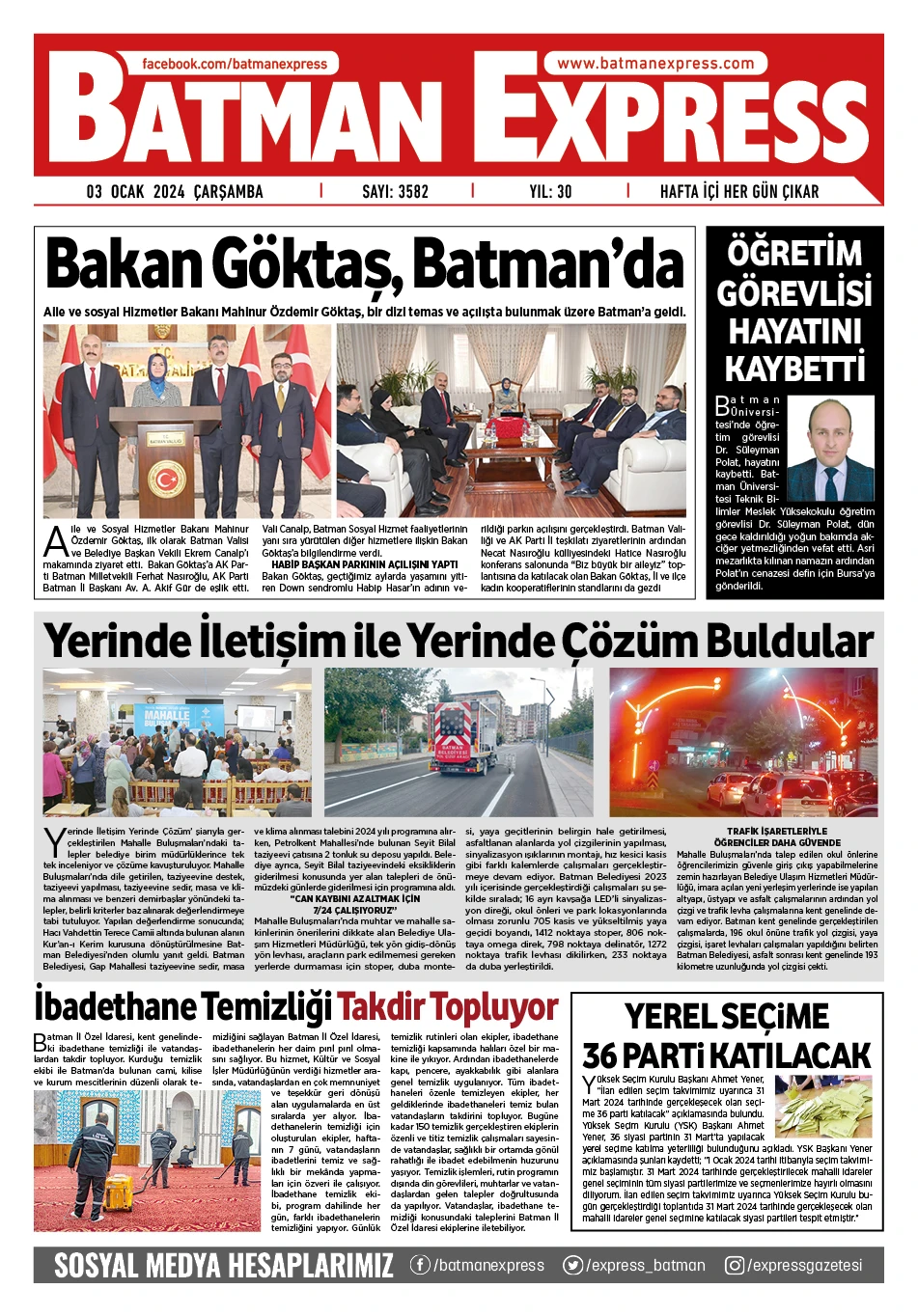 03 OCAK 2024 &Ccedil;ARŞAMBA