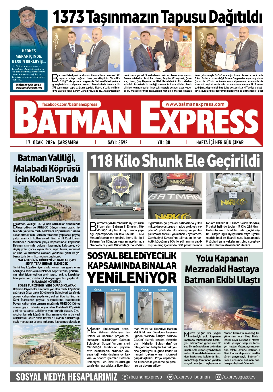 17 OCAK 2024 &Ccedil;ARŞAMBA