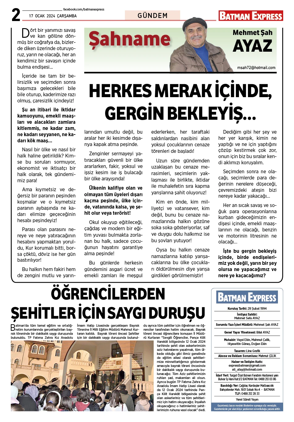 17 OCAK 2024 ÇARŞAMBA