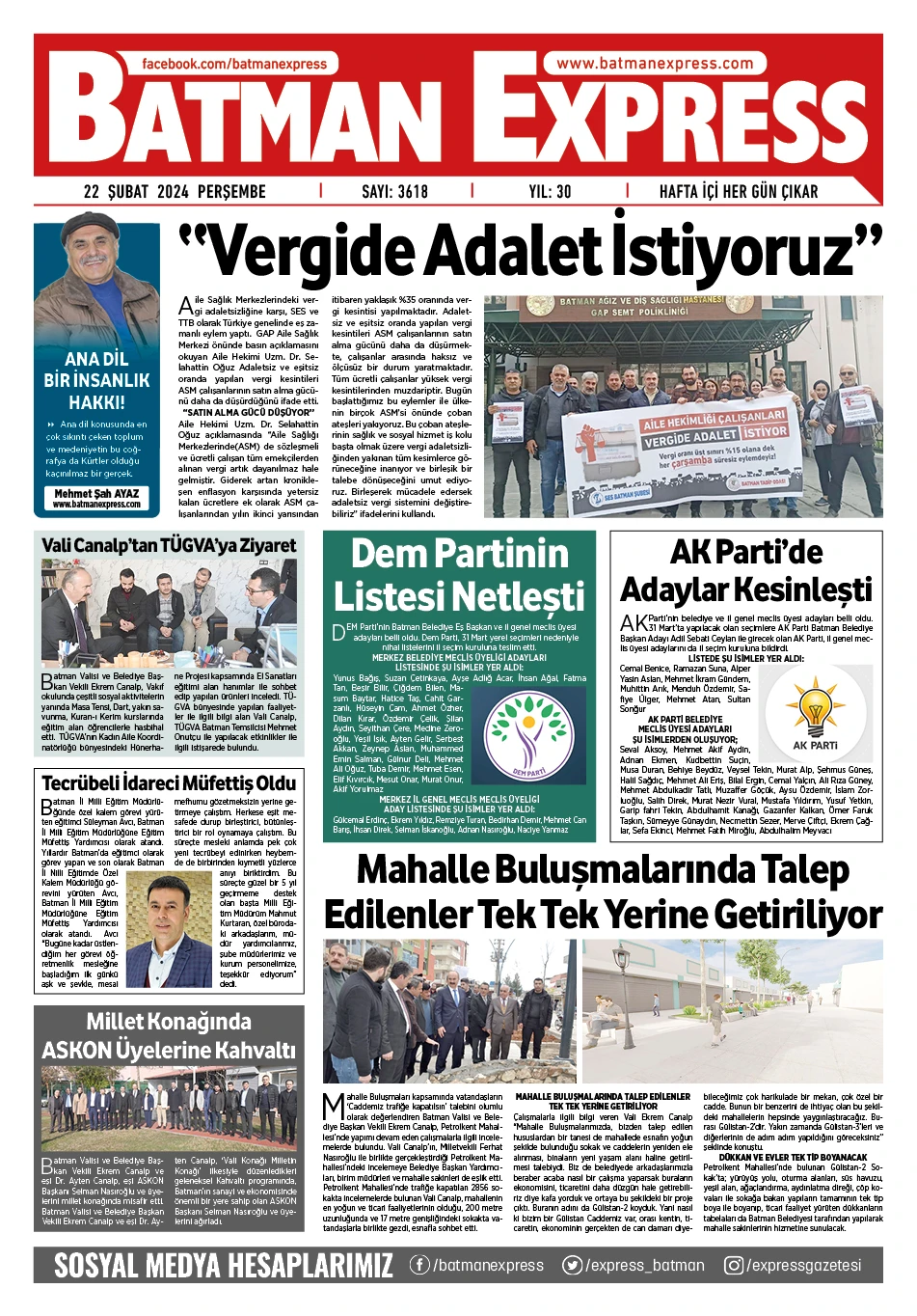 22 ŞUBAT 2024 PERŞEMBE