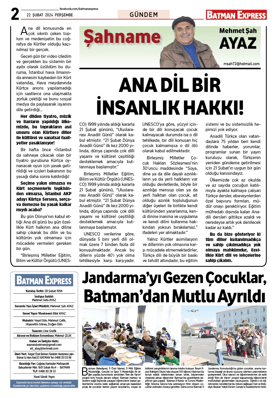 22 ŞUBAT 2024 PERŞEMBE