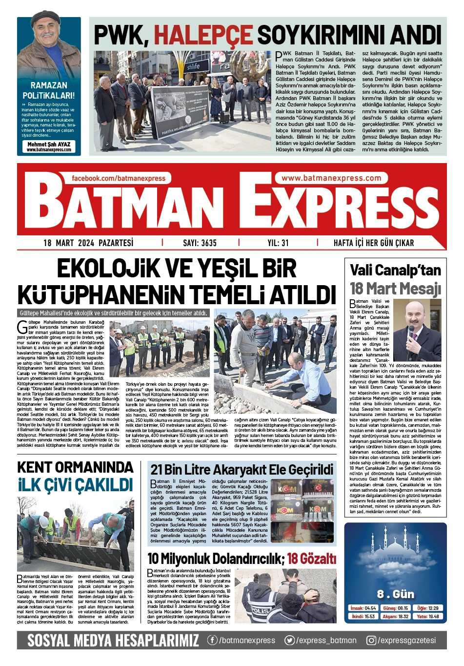 18 MART 2024 PAZARTESİ