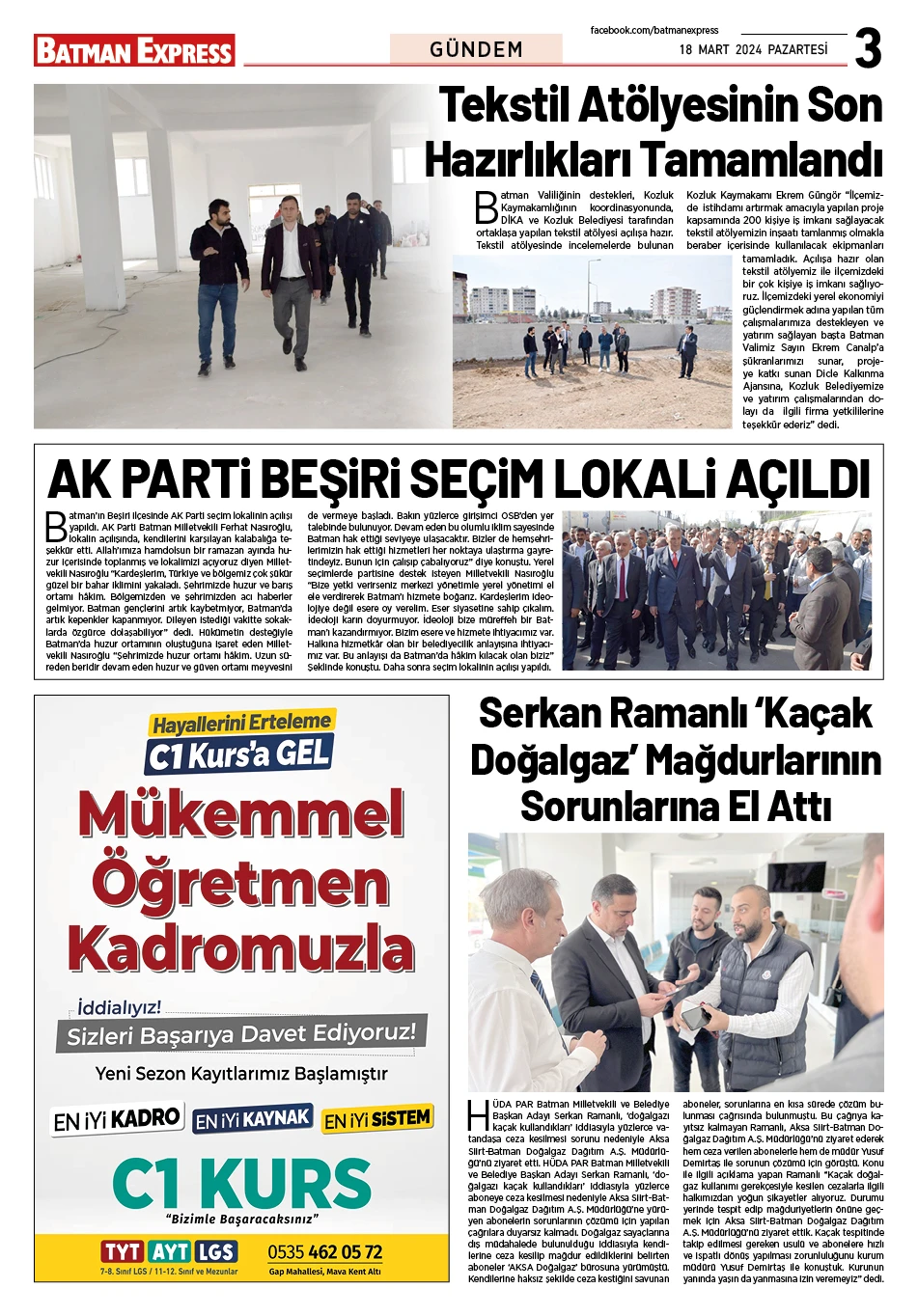 18 MART 2024 PAZARTESİ