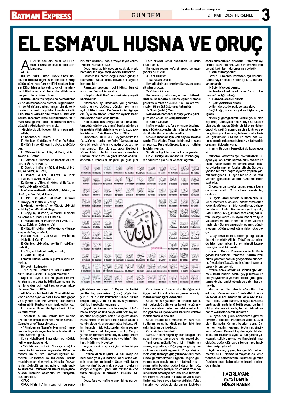 21 MART 2024 PERŞEMBE