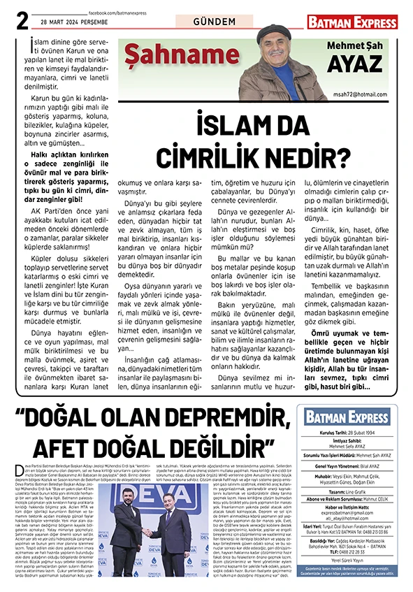 28 MART 2024 PERŞEMBE