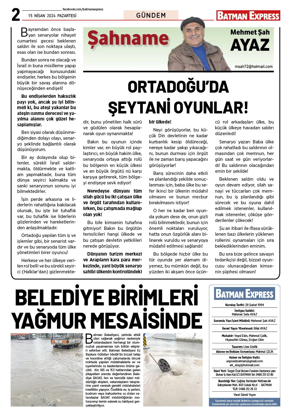 15 NİSAN 2024 PAZARTESİ