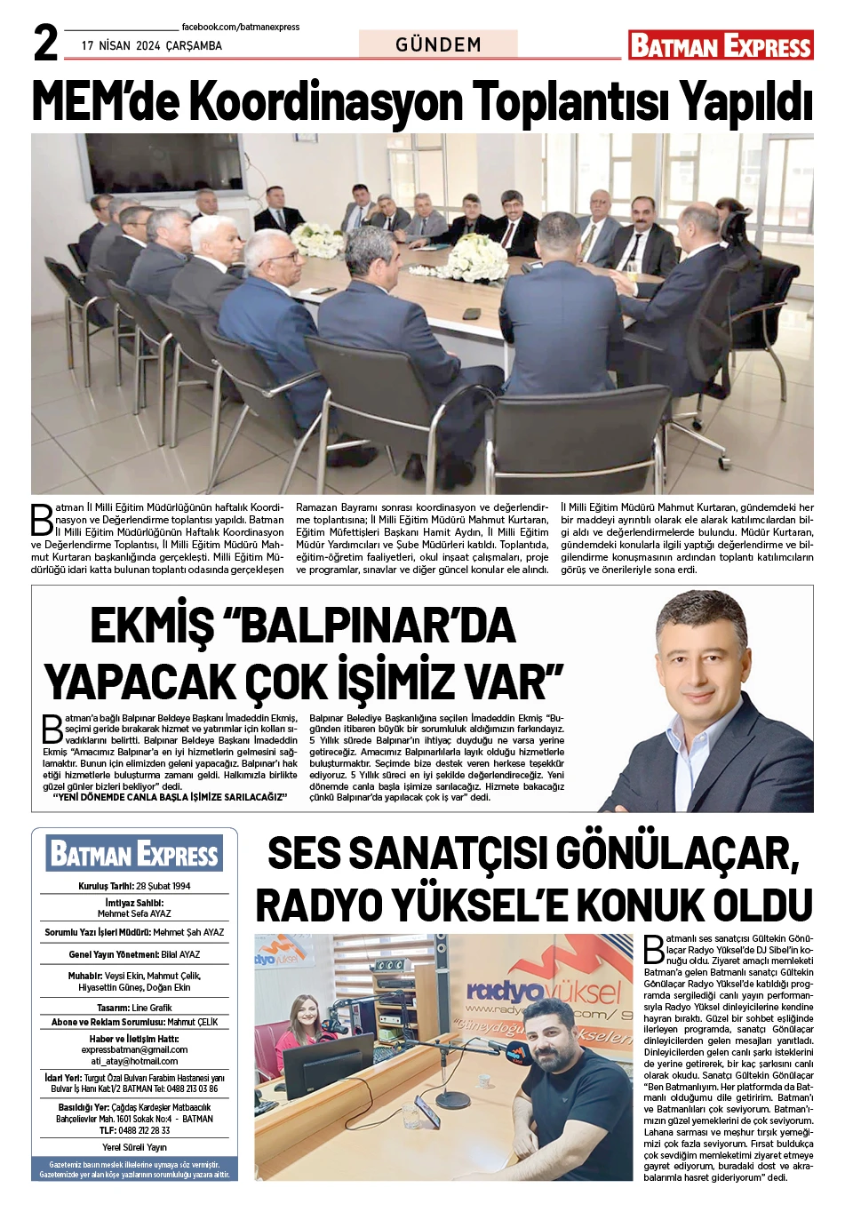 17 NİSAN 2024 ÇARŞAMBA