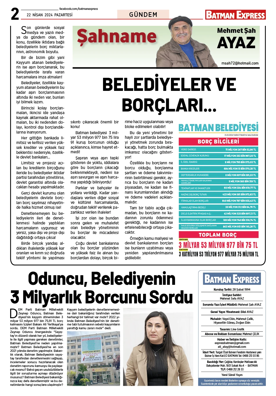 22 NİSAN 2024 PAZARTESİ