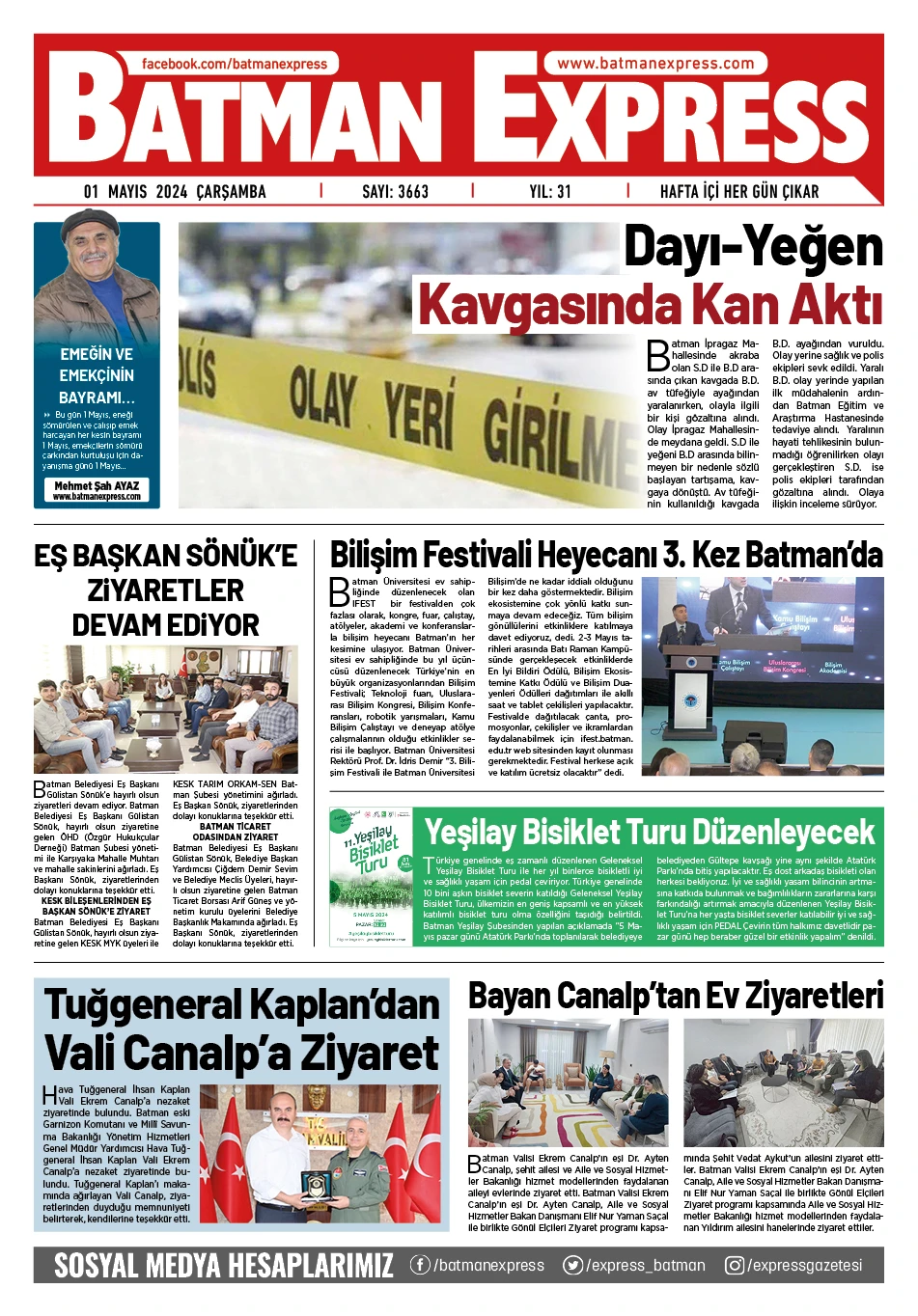 01 MAYIS 2024 &Ccedil;ARŞAMBA