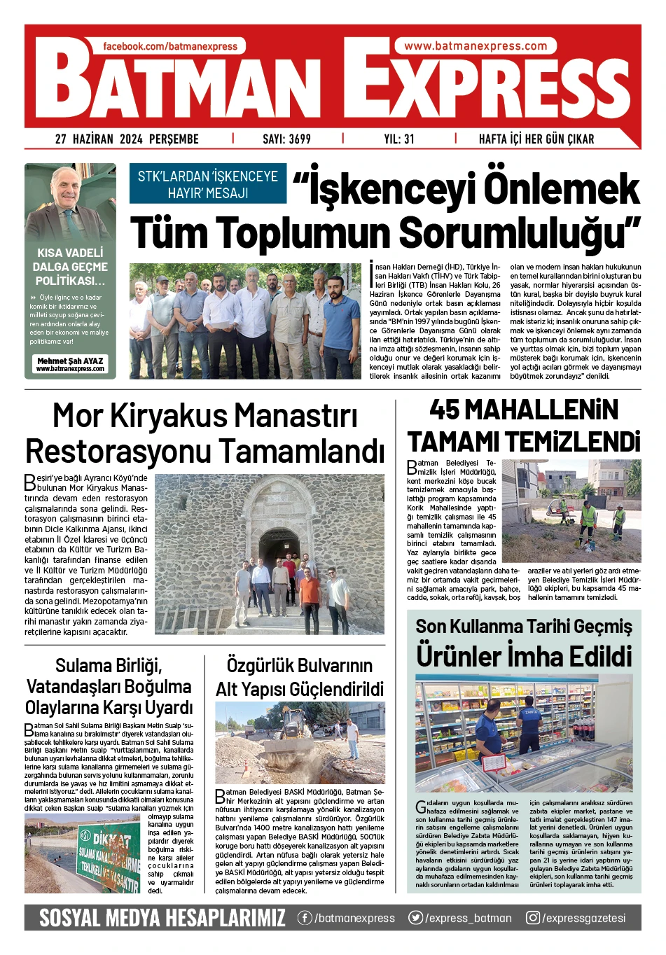 27 HAZİRAN 2024 PERŞEMBE