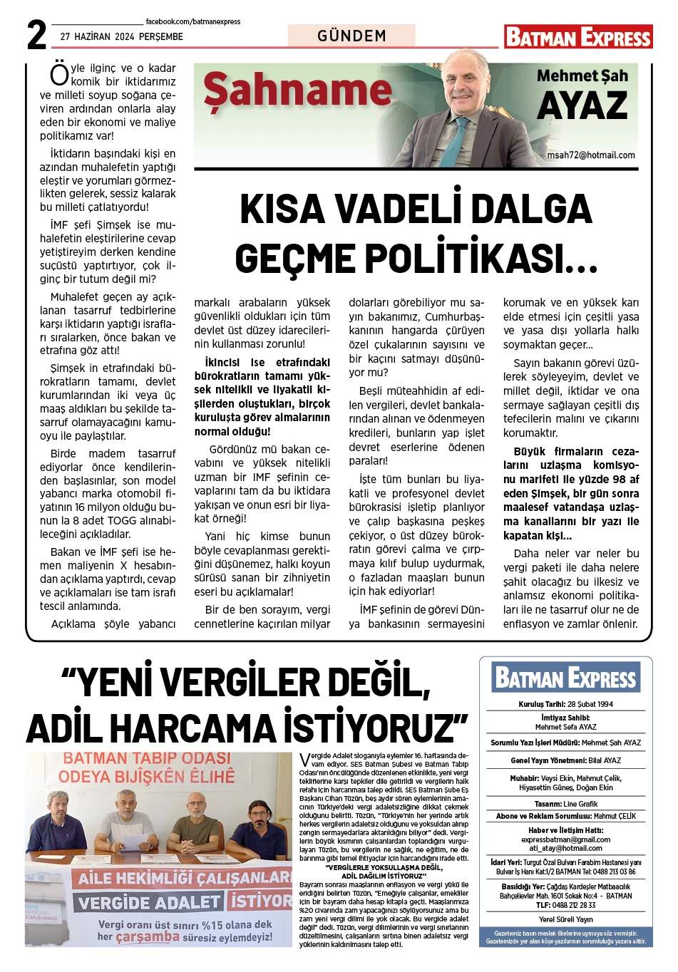 27 HAZİRAN 2024 PERŞEMBE