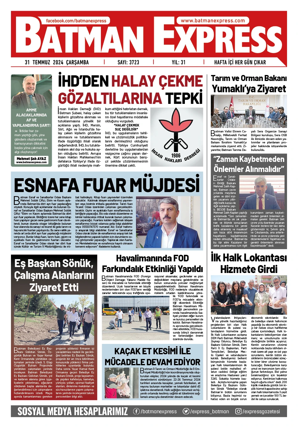 31 TEMMUZ 2024 &Ccedil;ARŞAMBA