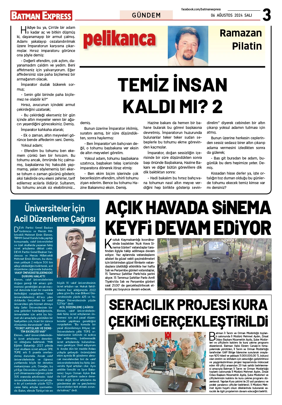 06 AĞUSTOS 2024 SALI