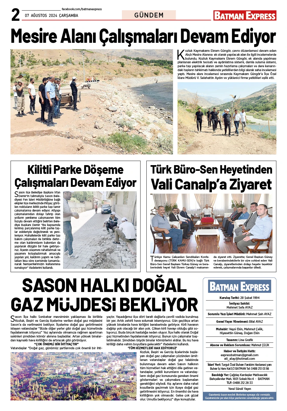 07 AĞUSTOS 2024 ÇARŞAMBA