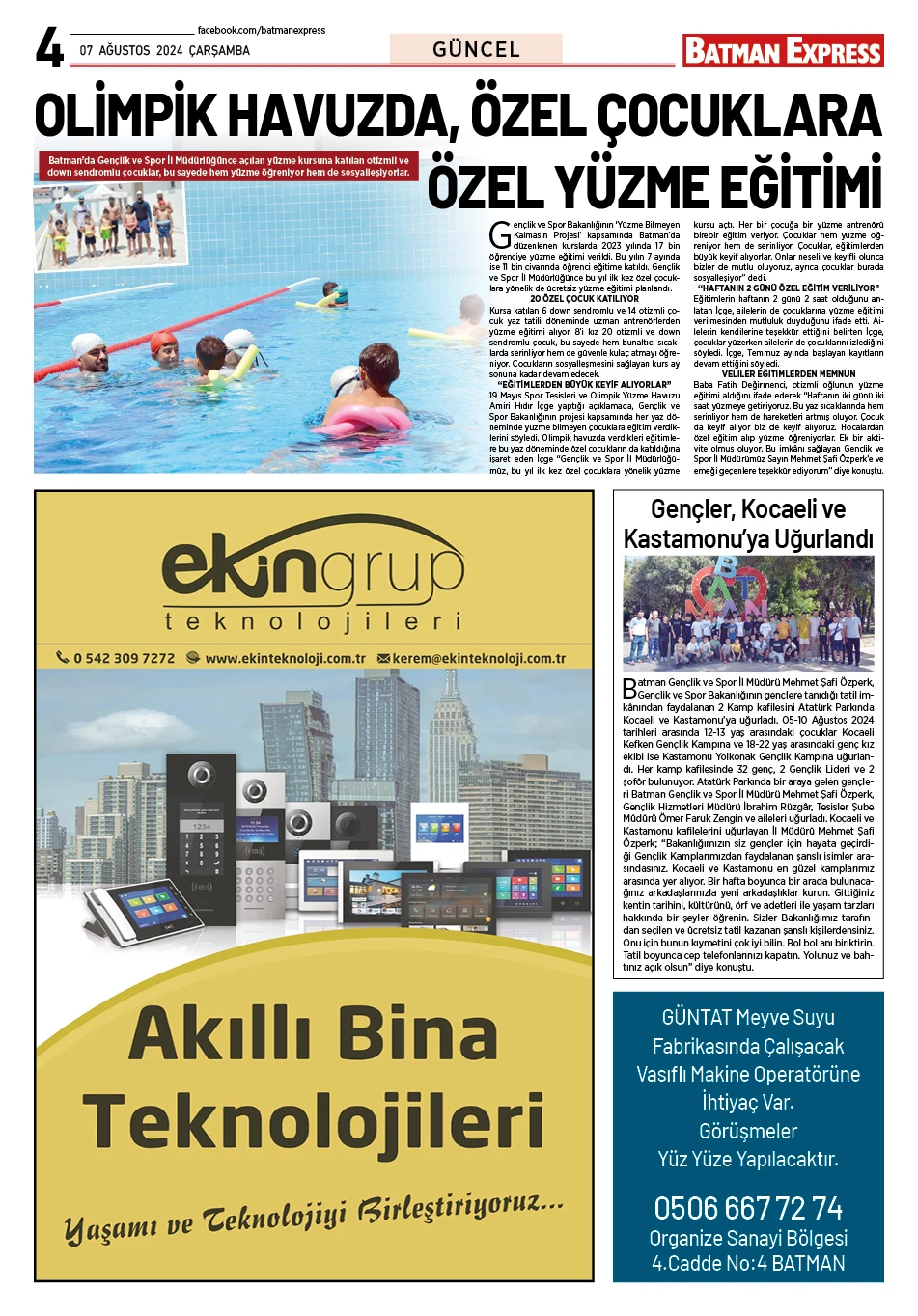 07 AĞUSTOS 2024 ÇARŞAMBA