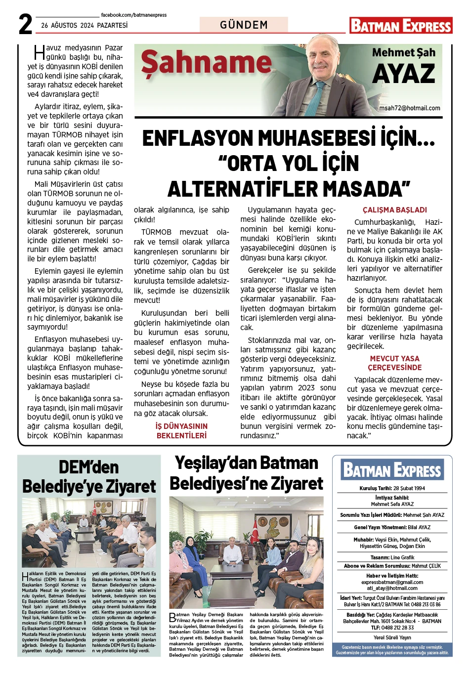 26 AĞUSTOS 2024 PAZARTESİ