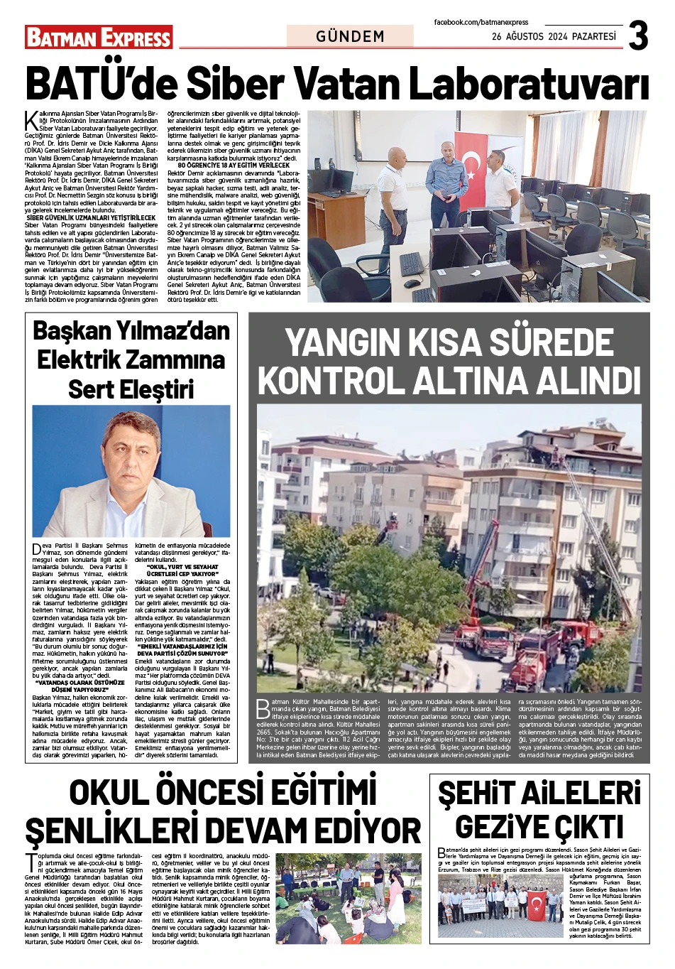 26 AĞUSTOS 2024 PAZARTESİ