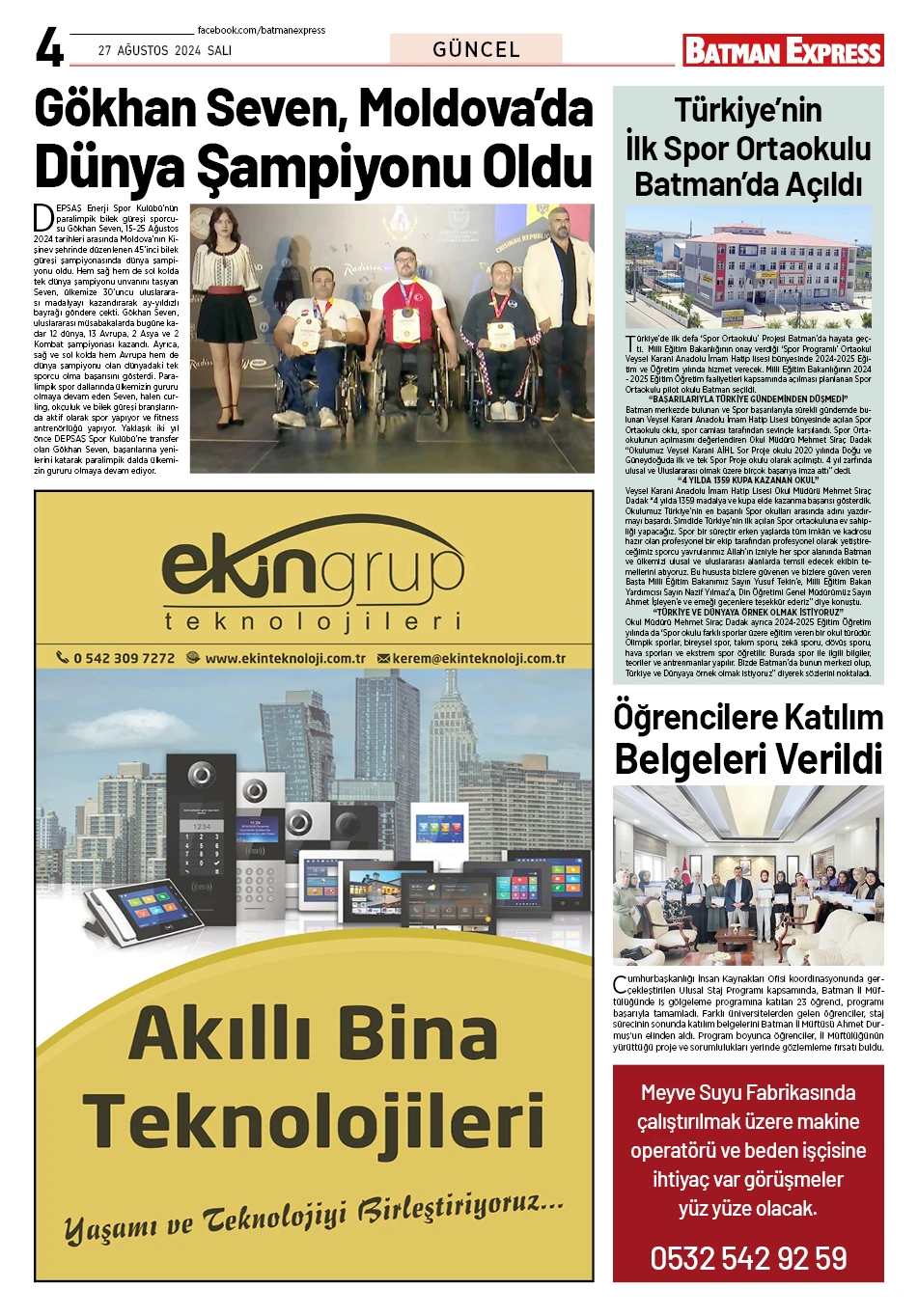 27 AĞUSTOS 2024 SALI