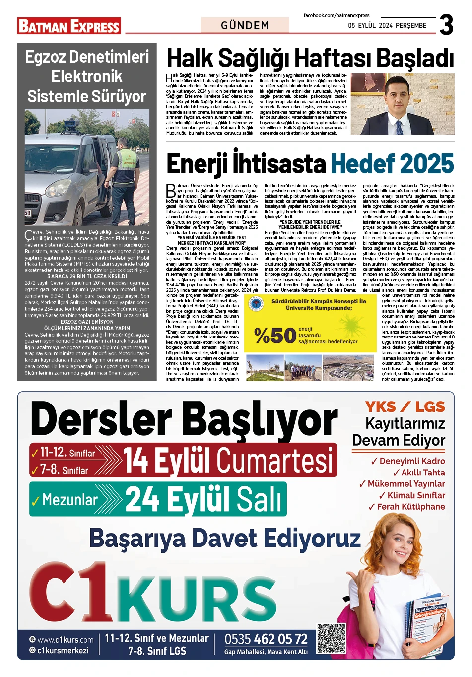 05 EYLÜL 2024 PERŞEMBE