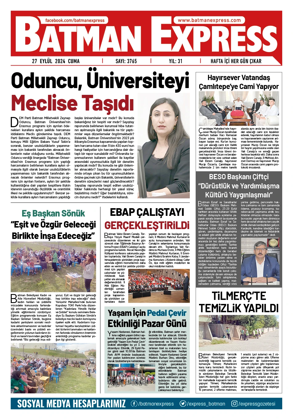 27 EYL&Uuml;L 2024 CUMA