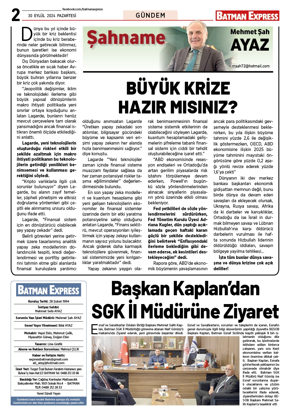 30 EYLÜL 2024 PAZARTESİ