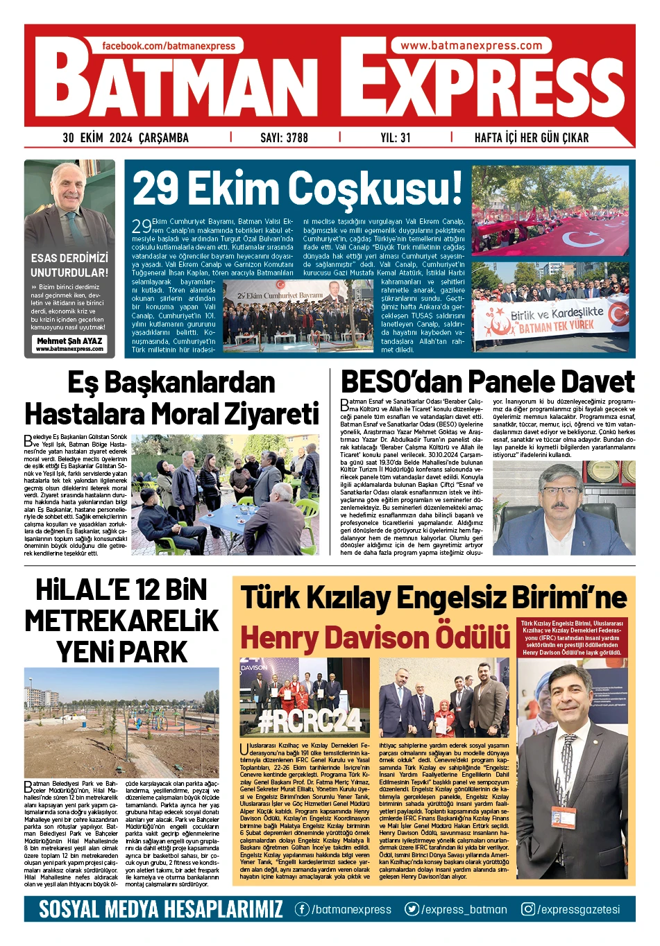 30 EKİM 2024 &Ccedil;ARŞAMBA