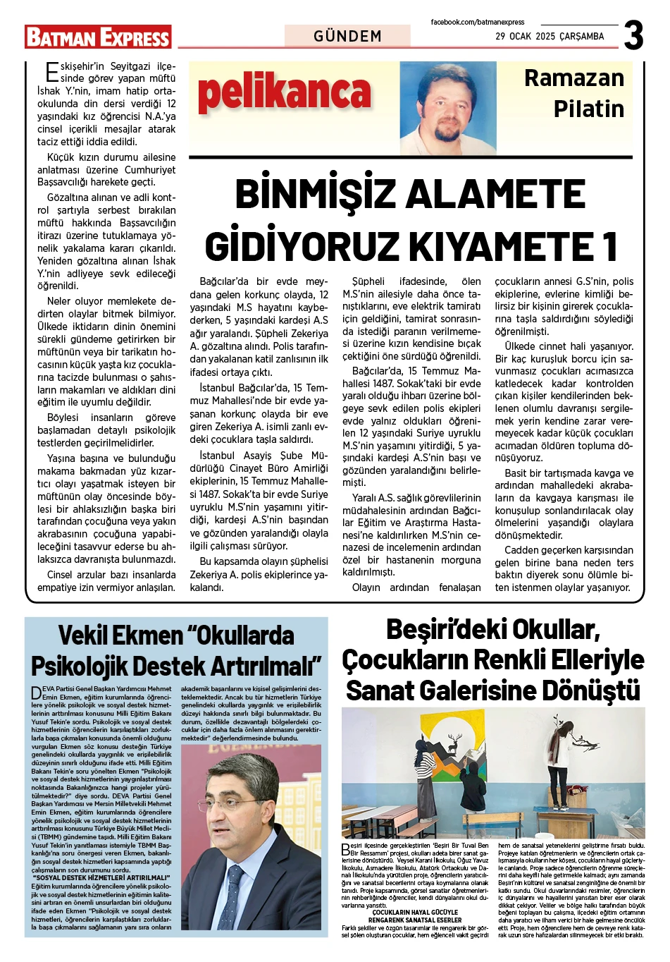 29 OCAK 2025 ÇARŞAMBA