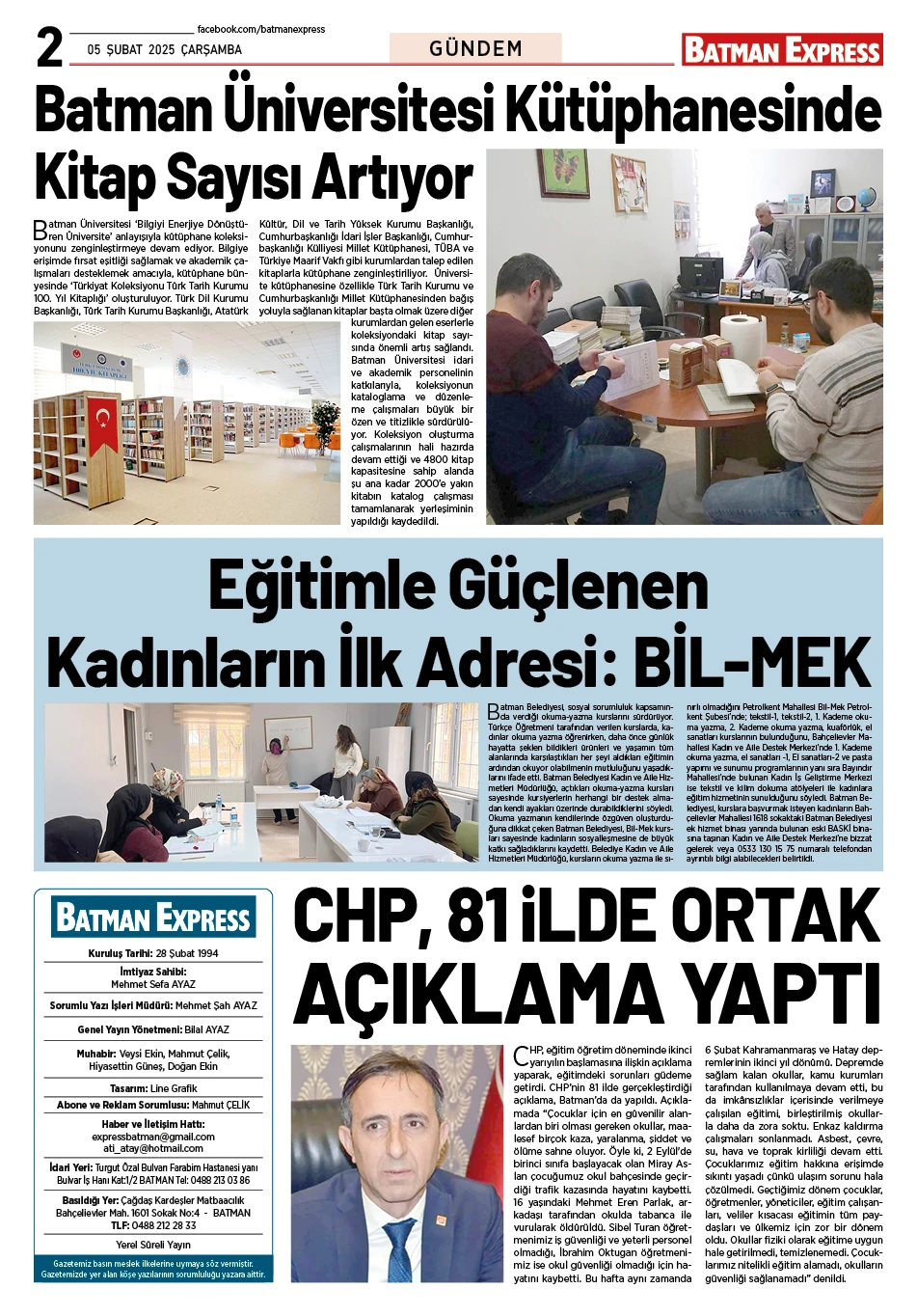 05 ŞUBAT 2025 ÇARŞAMBA