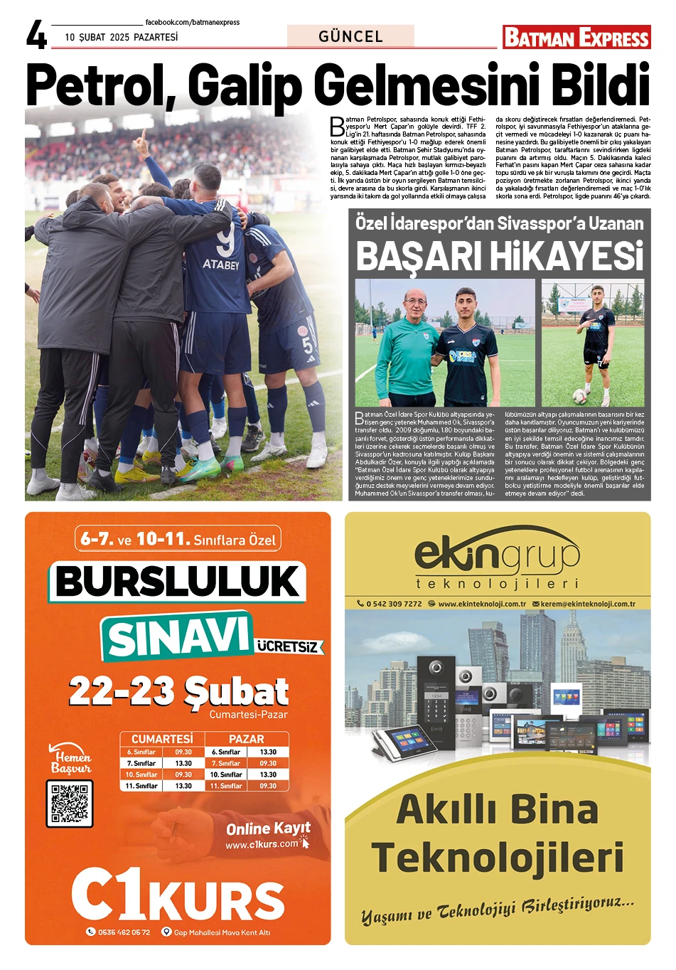 10 ŞUBAT 2025 PAZARTESİ