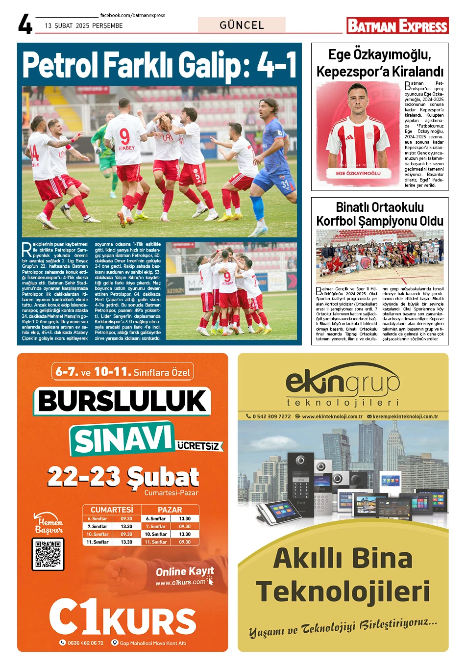 13 ŞUBAT 2025 PERŞEMBE