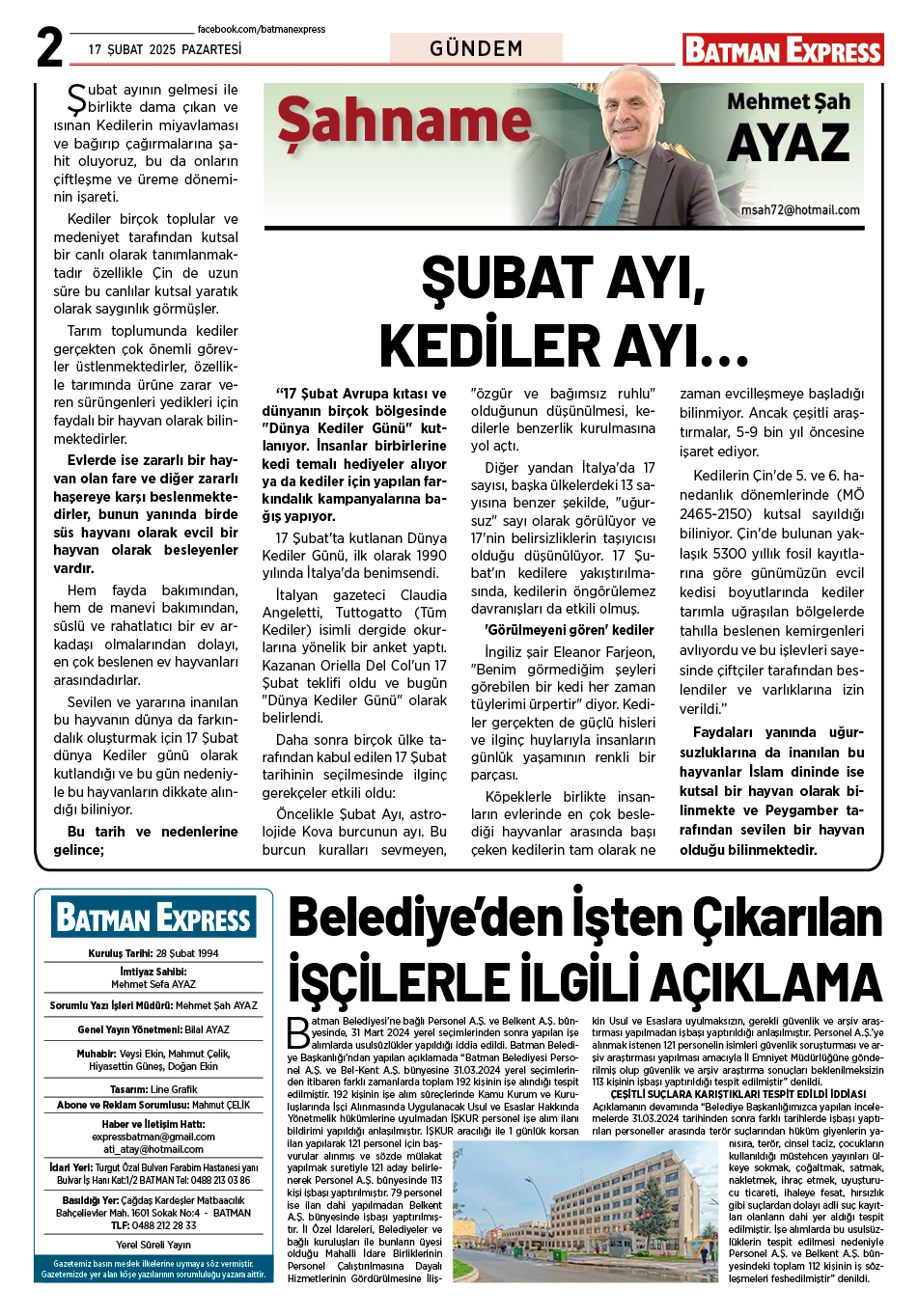 17 ŞUBAT 2025 PAZARTESİ