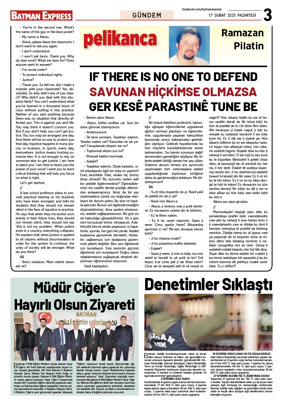 17 ŞUBAT 2025 PAZARTESİ