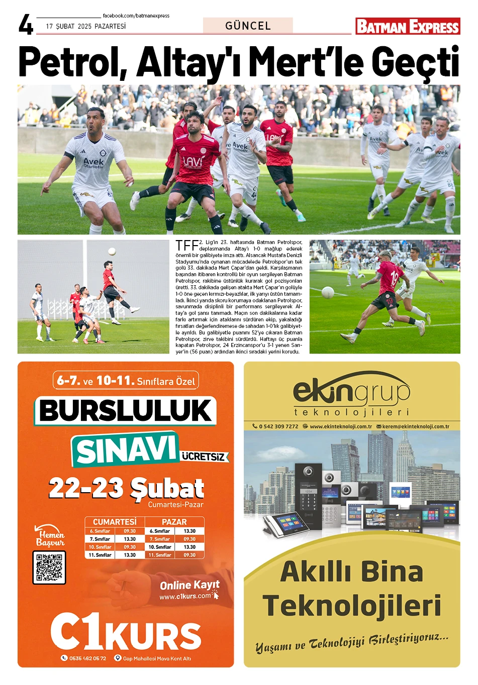 17 ŞUBAT 2025 PAZARTESİ