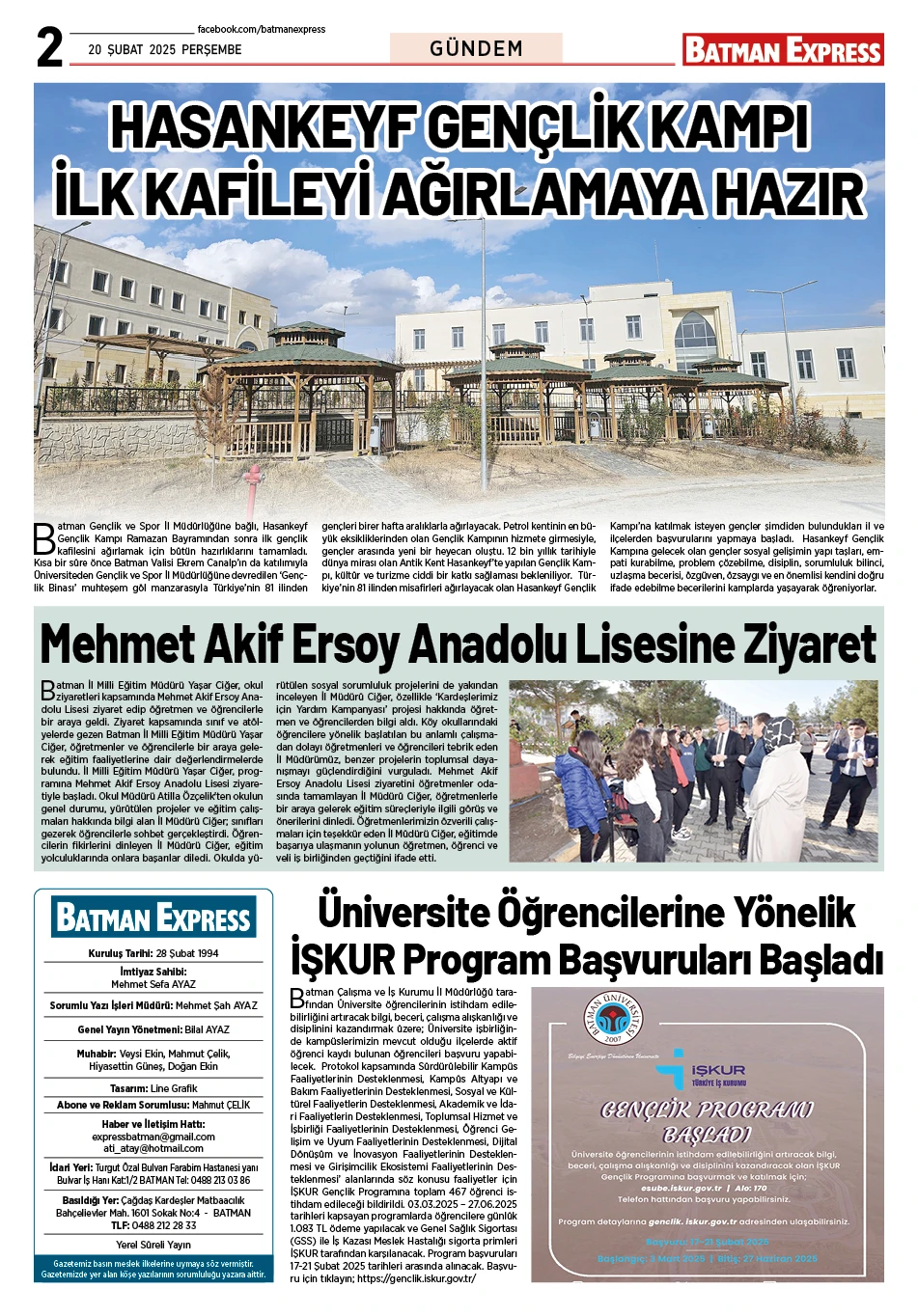 20 ŞUBAT 2025 PERŞEMBE