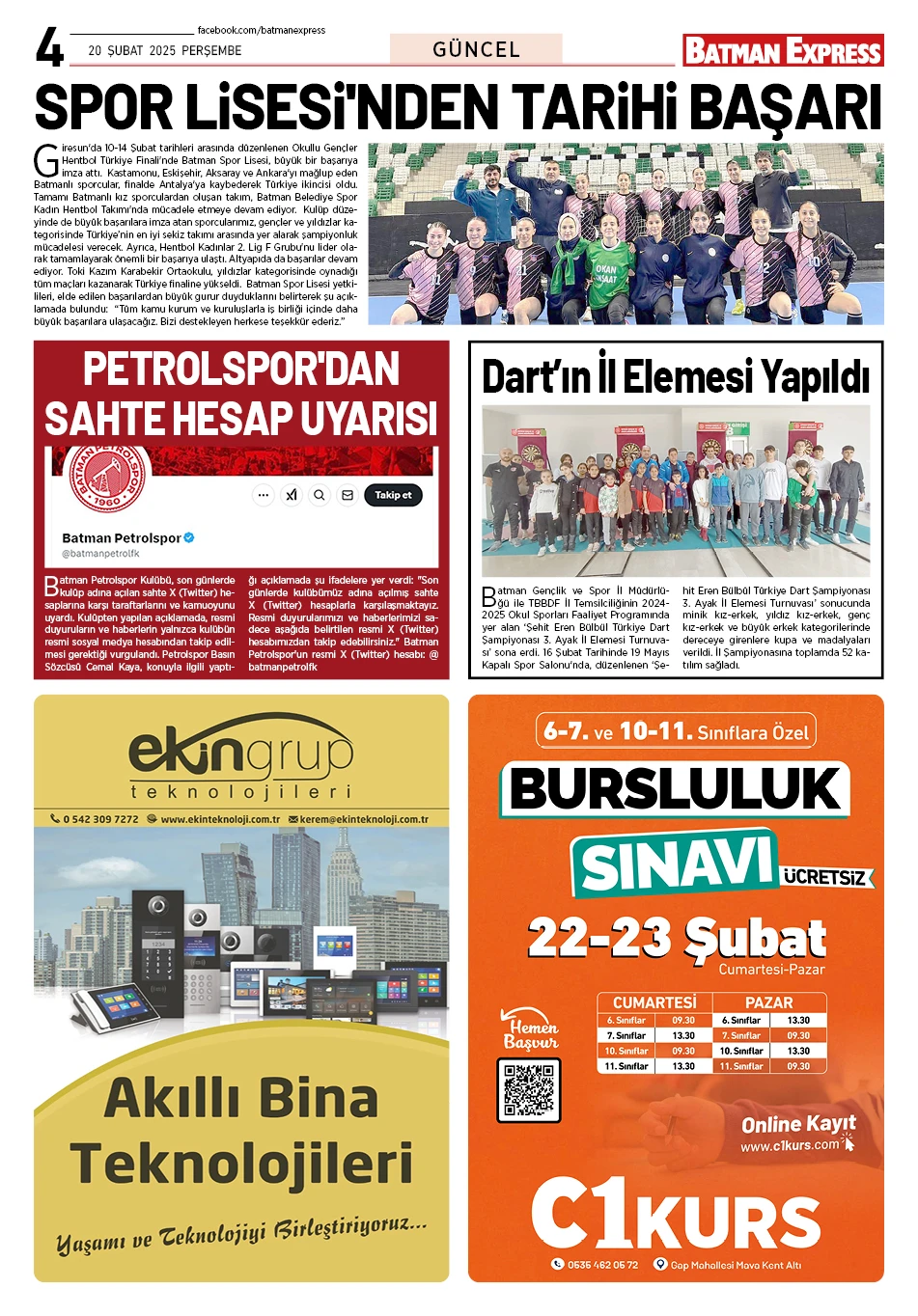 20 ŞUBAT 2025 PERŞEMBE