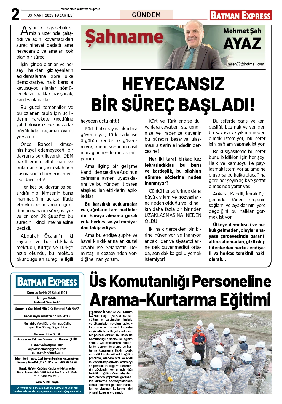 03 MART 2025 PAZARTESİ