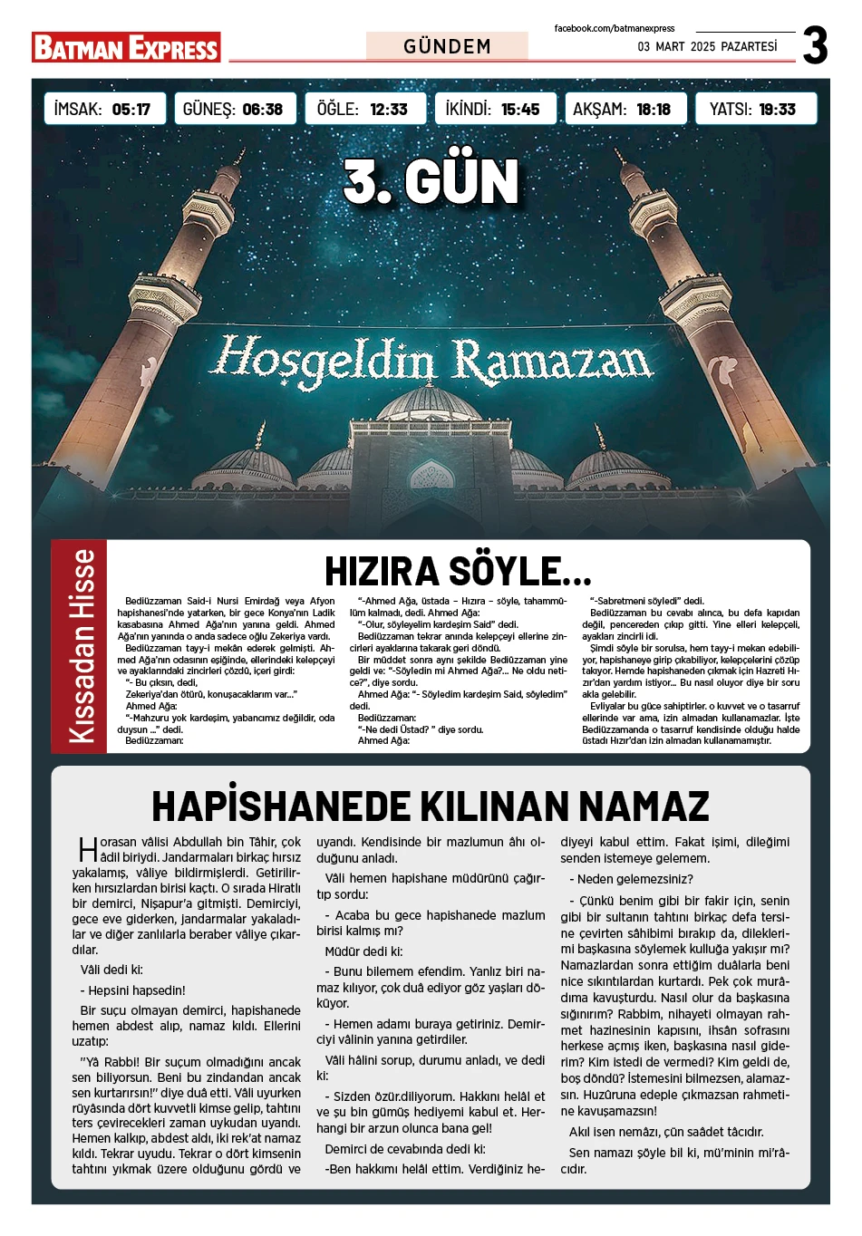 03 MART 2025 PAZARTESİ