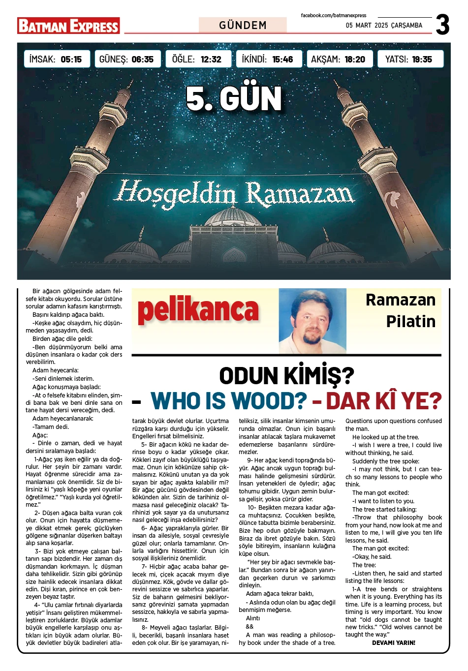 05 MART 2025 ÇARŞAMBA