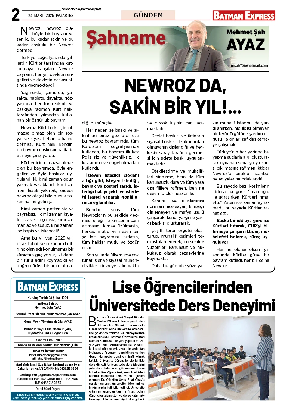 24 MART 2025 PAZARTESİ