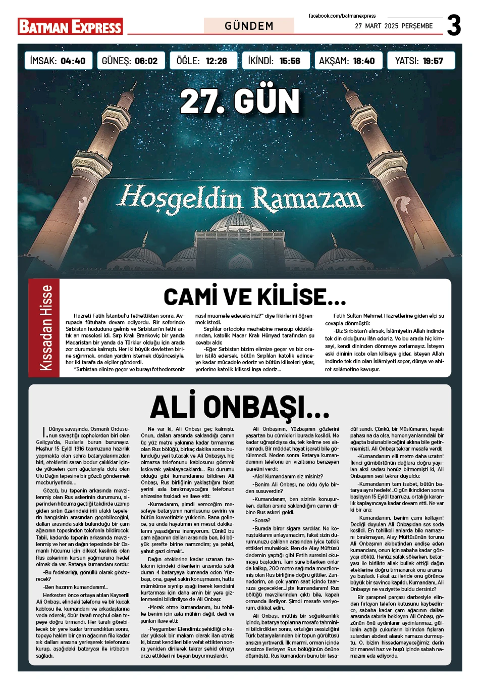 27 MART 2025 PERŞEMBE