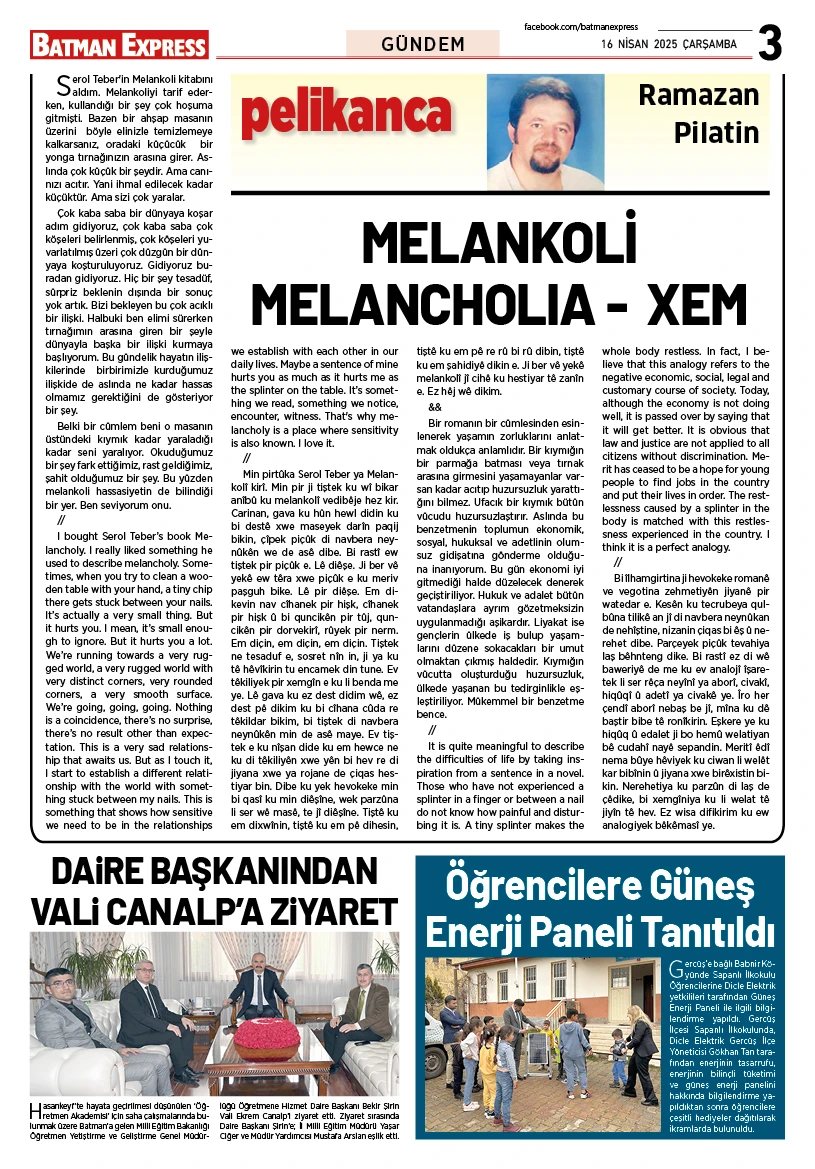 16 NİSAN 2025 ÇARŞAMBA