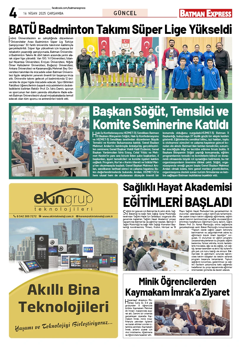 16 NİSAN 2025 ÇARŞAMBA