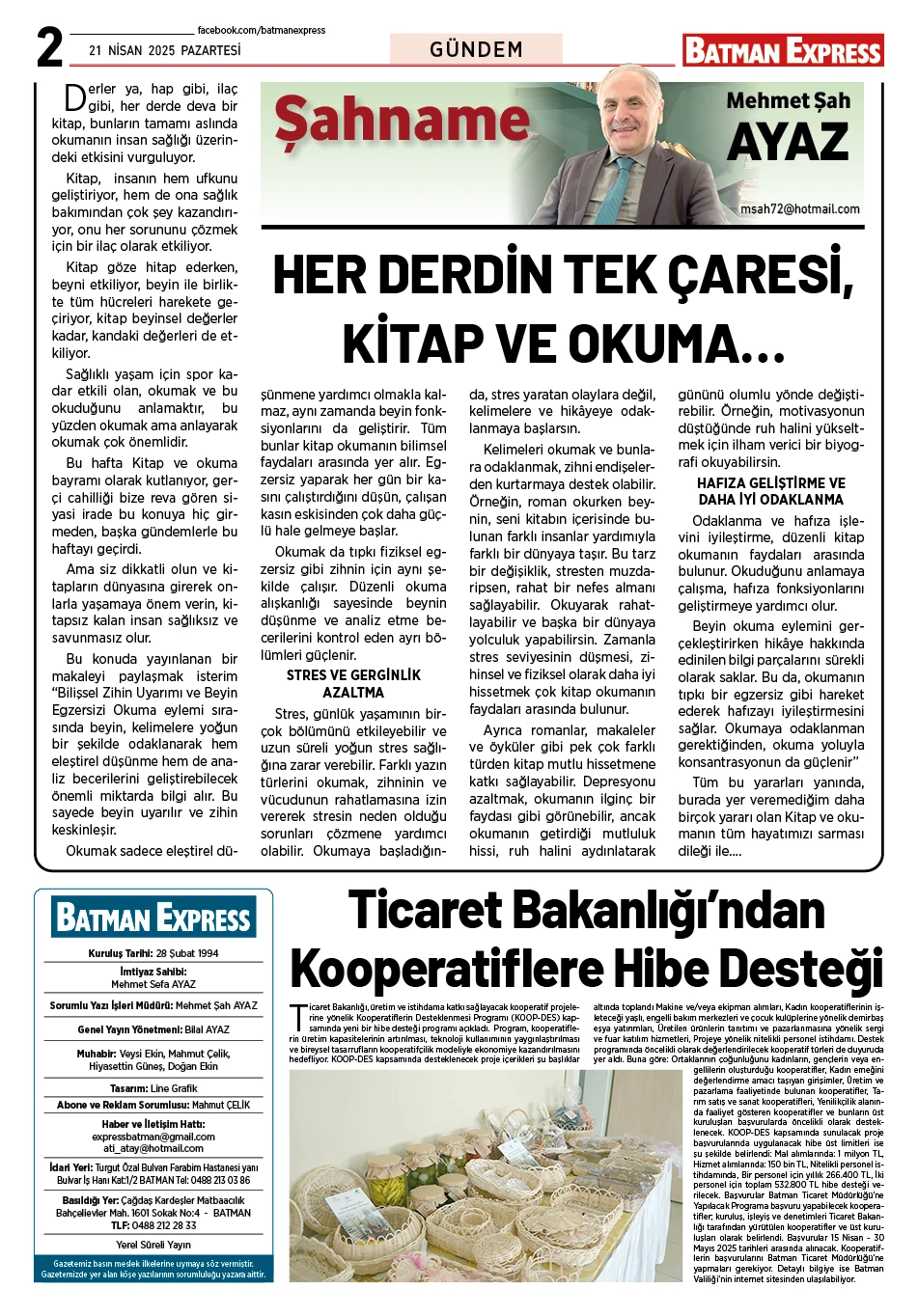 21 NİSAN 2025 PAZARTESİ