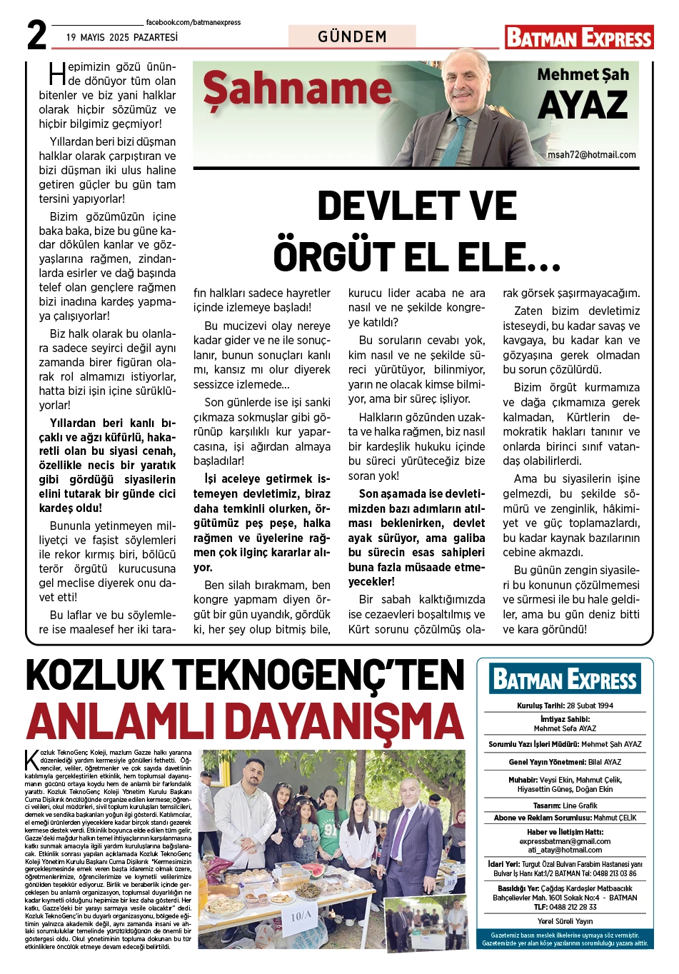 19 MAYIS 2025 PAZARTESİ