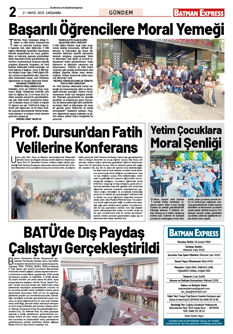 21 MAYIS 2025 ÇARŞAMBA