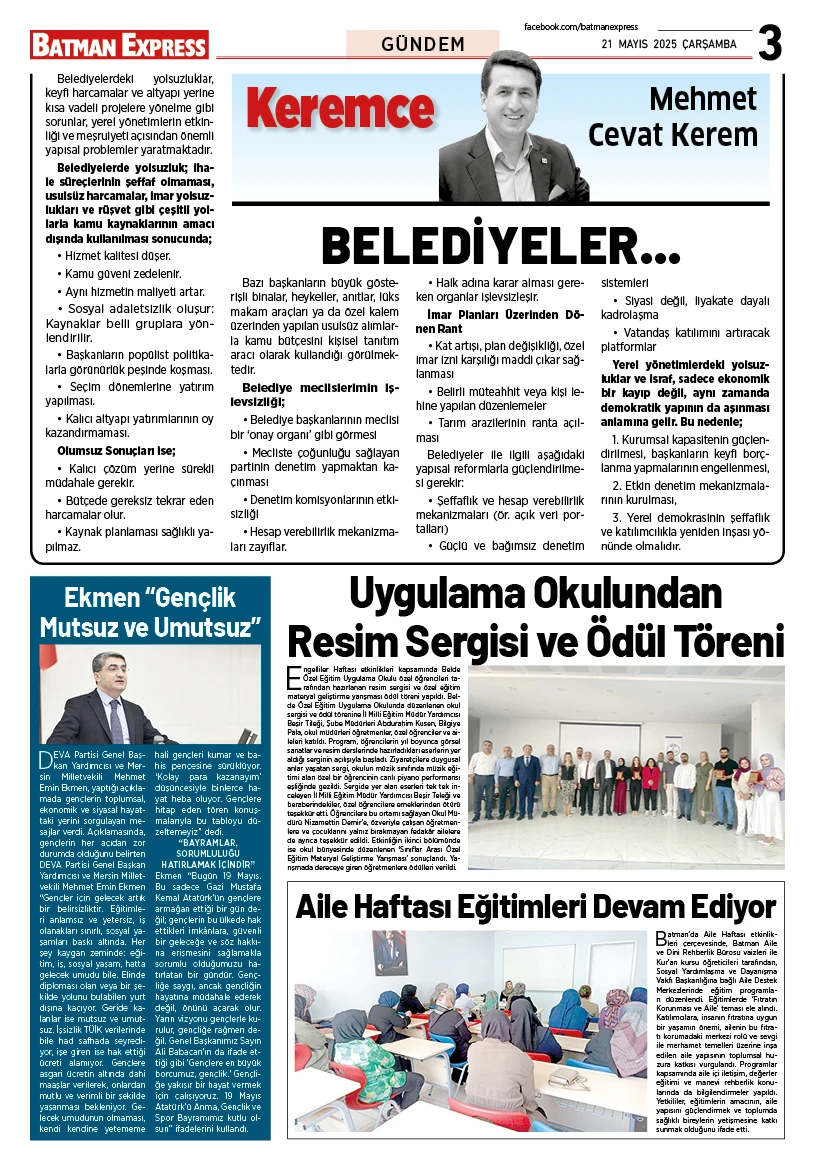 21 MAYIS 2025 ÇARŞAMBA