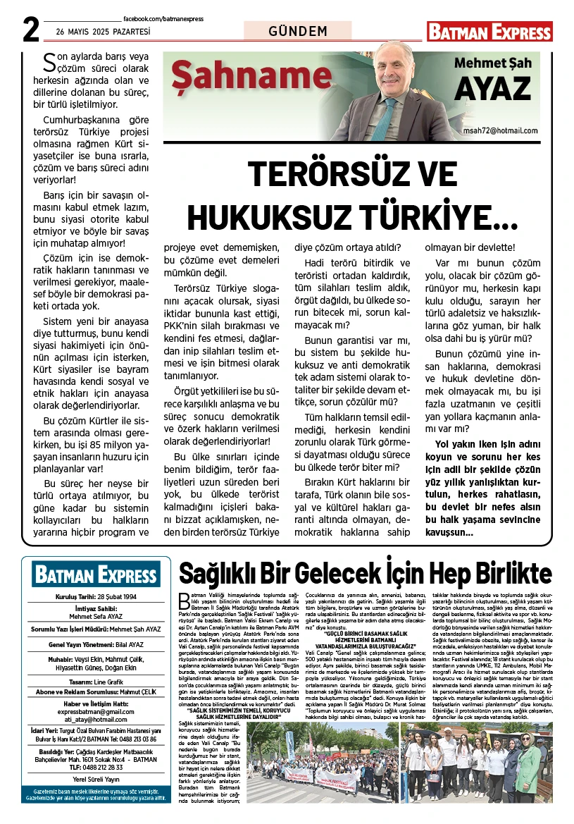 26 MAYIS 2025 PAZARTESİ