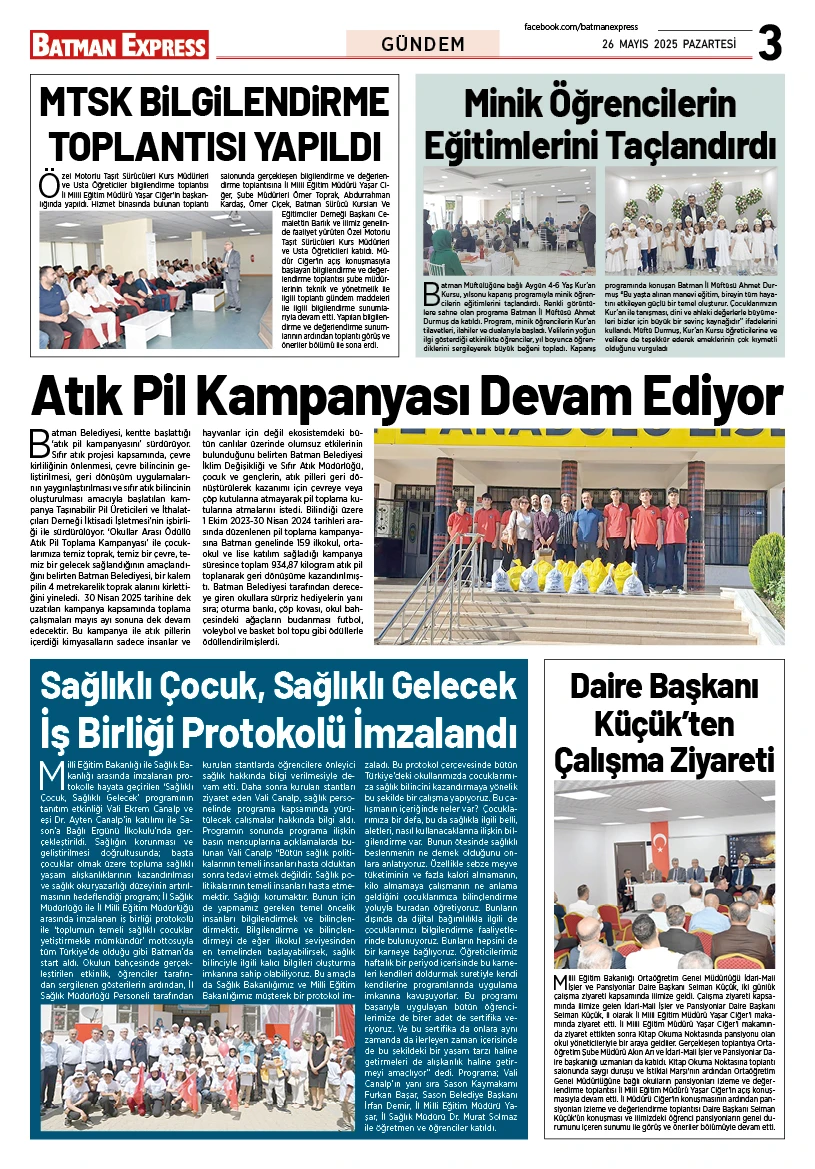 26 MAYIS 2025 PAZARTESİ