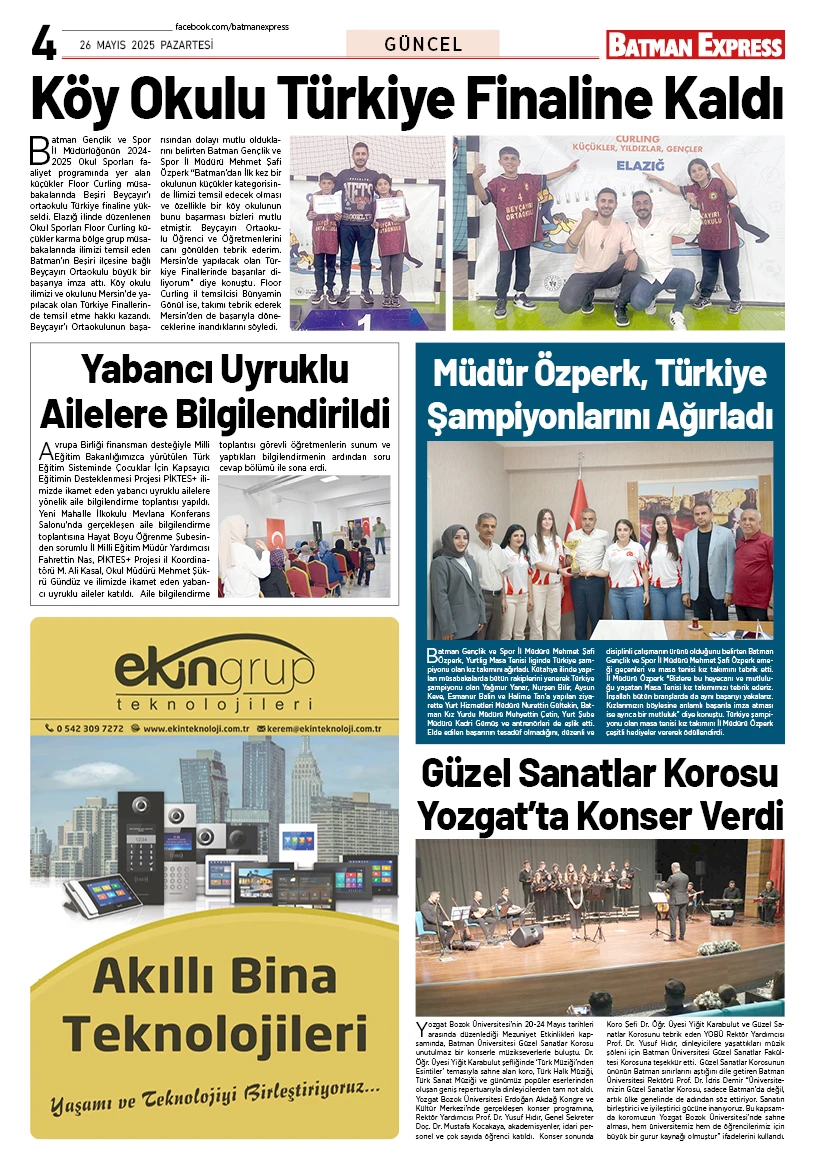 26 MAYIS 2025 PAZARTESİ