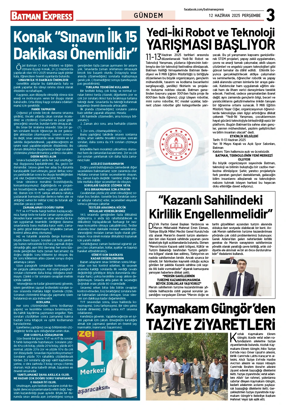 12 HAZİRAN 2025 PERŞEMBE